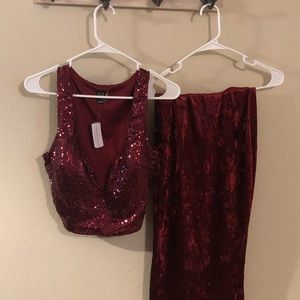 Super cute sequin top and suede skirt never worn!